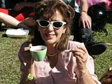 Ella with a Cuppa and an Iced VoVo Biscuit - The Fifties Fair 2013