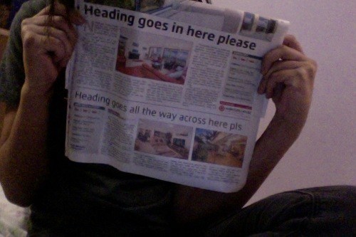 Heading missing from newspaper