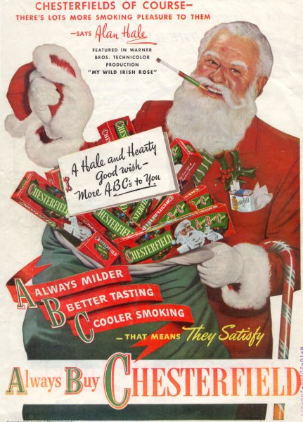 Santa Claus Smoking Chesterfield Cigarettes