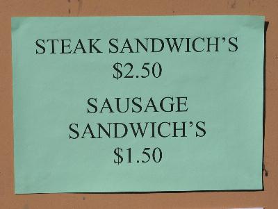 Steak Sandwiches in Grafton - apostrophe error