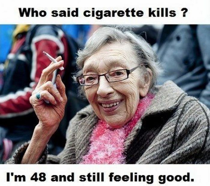 Old woman smoker only 48 years old